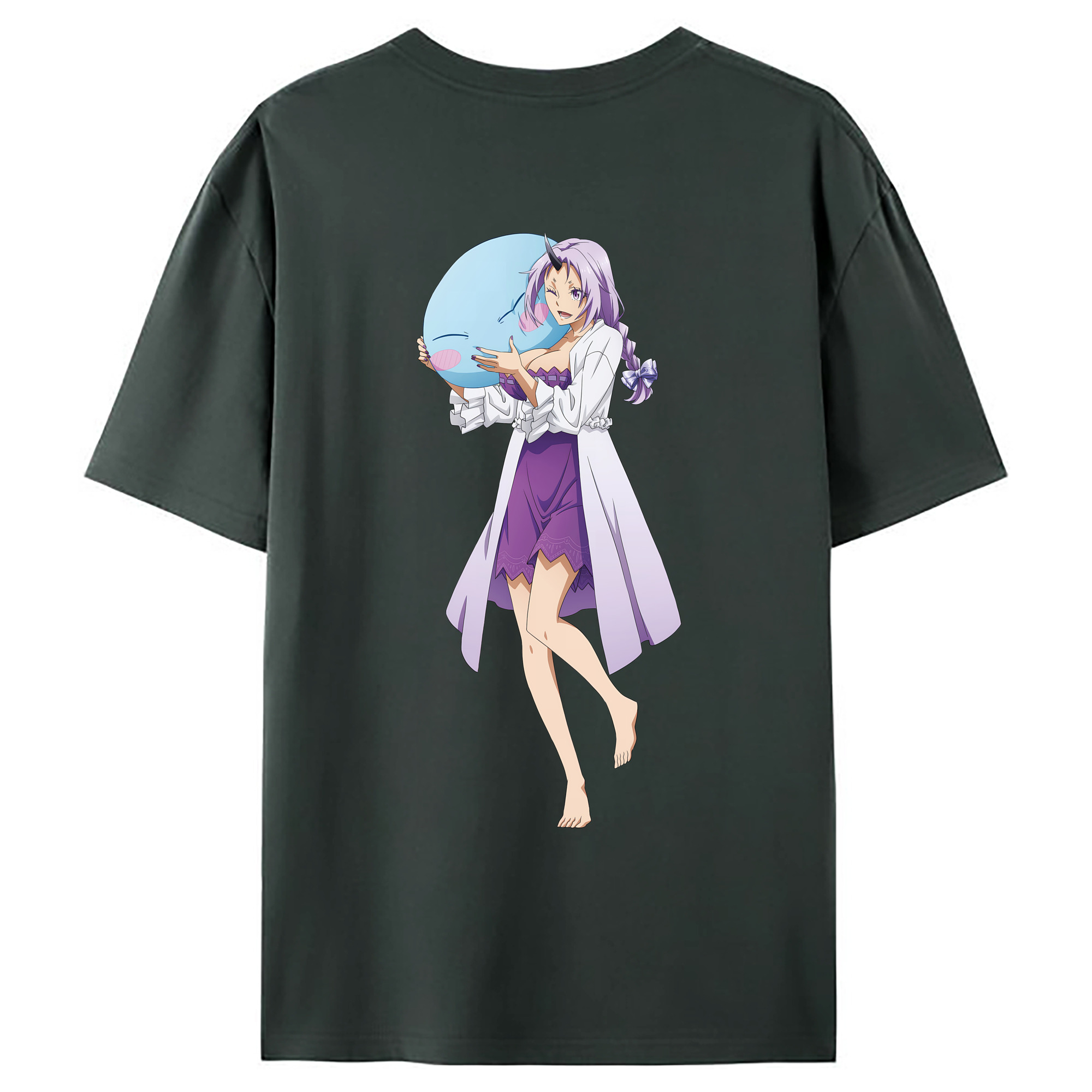 （画像用） 転スラ Regarding Reincarnated to Slime 綿100％ メンズ半袖Tシャツ（バックプリント） 通気性